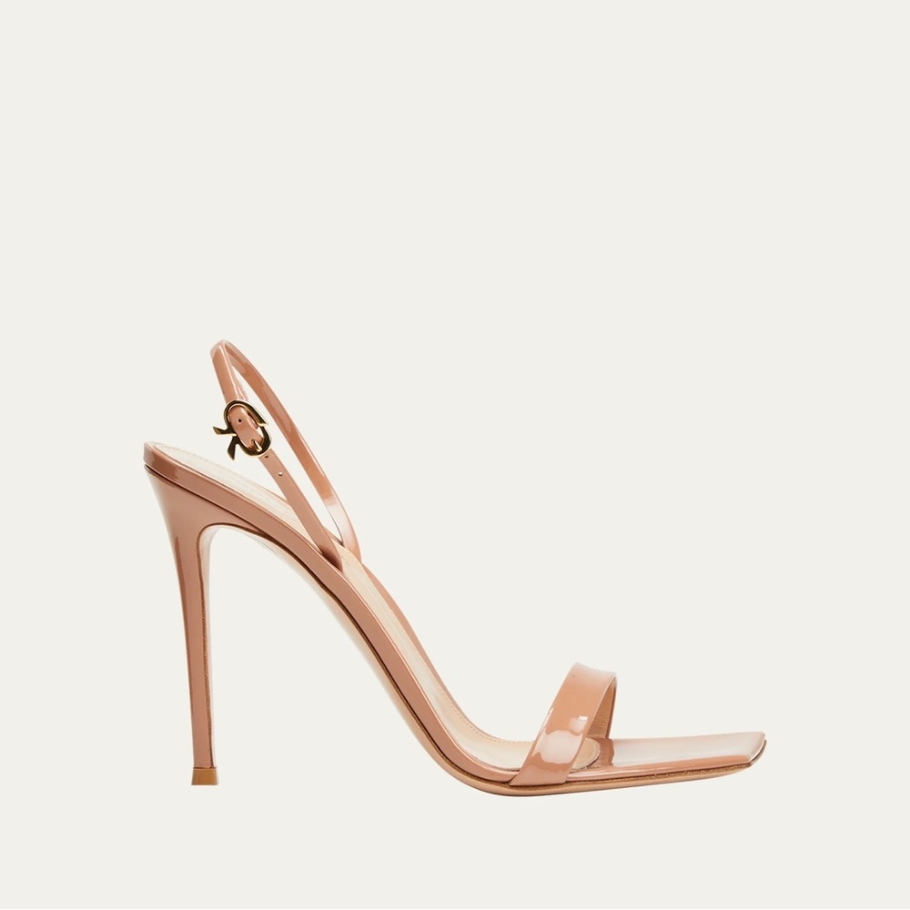 GIANVITO ROSSI
Vernice Patent Ribbon Slingback Sandals